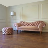 Okrągłą pikowana pufa chesterfield