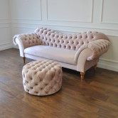 Okrągłą pikowana pufa chesterfield