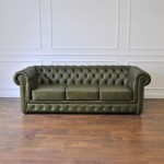 Sofa Chesterfield Classic Skórzana (Oliwkowa)