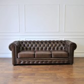 Pikowana sofa chesterfield skóra (ciemny brąz)