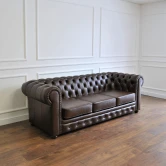 Pikowana sofa chesterfield skóra (ciemny brąz)