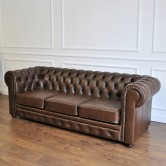 Pikowana sofa chesterfield skóra (ciemny brąz)
