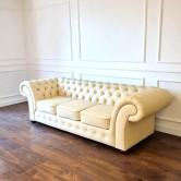 Pikowana Sofa Chesterfield Skóra Naturalna Kanapa Chesterfield Sofa Chesterfield Rozkładana Z Funkcją Spania London