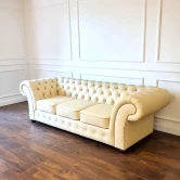 Pikowana Sofa Chesterfield Skóra Naturalna Kanapa Chesterfield Sofa Chesterfield Rozkładana Z Funkcją Spania London