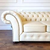 Pikowana Sofa Chesterfield Skóra Naturalna Kanapa Chesterfield Sofa Chesterfield Rozkładana Z Funkcją Spania London