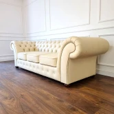 Pikowana Sofa Chesterfield Skóra Naturalna Kanapa Chesterfield Sofa Chesterfield Rozkładana Z Funkcją Spania London