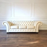 Pikowana Sofa Chesterfield Skóra Naturalna Kanapa Chesterfield Sofa Chesterfield Rozkładana Z Funkcją Spania London