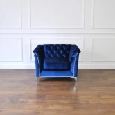 Pikowany fotel glamour, fotel chesterfield, styl nowojorski, nowoczesny, granarowy