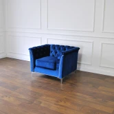 Pikowany fotel glamour, fotel chesterfield, styl nowojorski, nowoczesny, granarowy