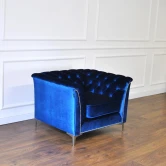 Pikowany fotel glamour, fotel chesterfield, styl nowojorski, nowoczesny, granarowy