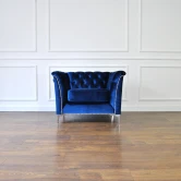 Pikowany fotel glamour, fotel chesterfield, styl nowojorski, nowoczesny, granarowy