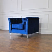 Pikowany fotel glamour, fotel chesterfield, styl nowojorski, nowoczesny, granarowy
