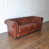 Sofa Chesterfield Skóra Naturalna Pikowana Kanapa Skórzana