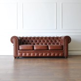 Sofa Chesterfield Skóra Naturalna Pikowana Kanapa Skórzana