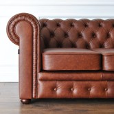 Sofa Chesterfield Skóra Naturalna Pikowana Kanapa Skórzana