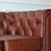 Sofa Chesterfield Skóra Naturalna Pikowana Kanapa Skórzana