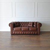 Sofa Chesterfield Skóra Naturalna Pikowana Kanapa Skórzana
