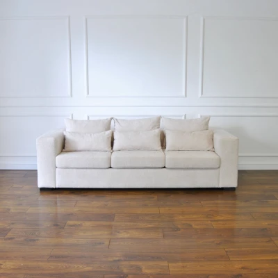 Sofa glamour, nowoczesna, designerska, z poduszkami, bucle, MARCO