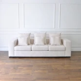 Sofa glamour, nowoczesna, designerska, z poduszkami, bucle, MARCO sofa rozkładana z funkcją spania do spania codziennego