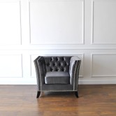 Kanapa Chesterfield  Sofa Pikowana Boho Błyszcząca Popielata