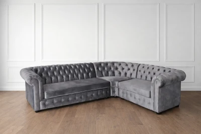 Narożnik Pikowany Chesterfield Classic Z Funkcją Spania i Pojemnikiem