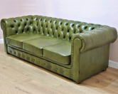 Pikowana sofa chesterfield classic zielona